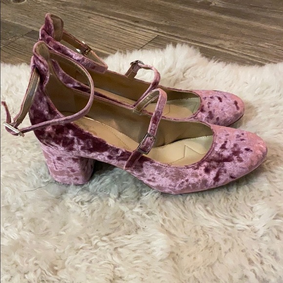 Sam Edelman Circus Velvet pink heels, double strap - Picture 4 of 5